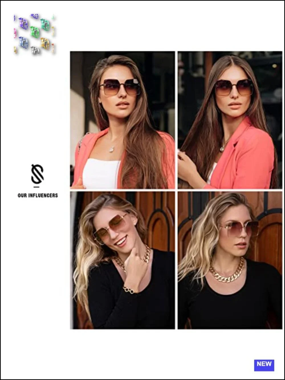Square Sunglasses Women UV Protection Metal Frame Designer Style Shades